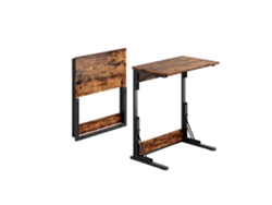 Set 2 Mesas Auxiliares Plegables En C 60x37x71 Cm - Metálicas Regulables - Marrón Rústico