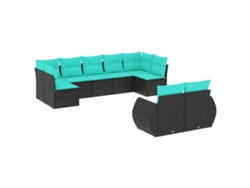 Maison Exclusive - Conjunto De Sofá De Jardín De 9 Piezas Con Cojines, De Poliratán Negro