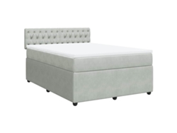 Maison Exclusive - Cama Box Spring Con Colchón Terciopelo Gris Claro 160x200 Cm