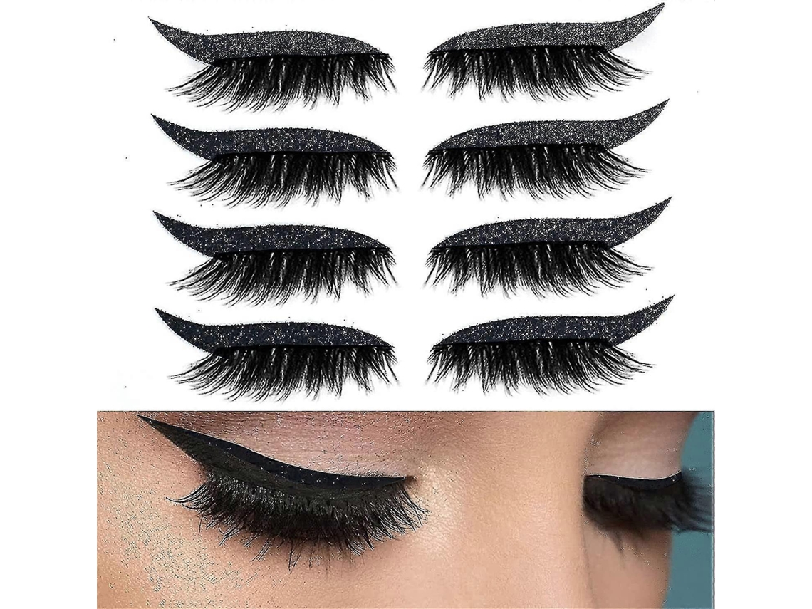 4 pares de adhesivos reutilizables para pestañas, delineador con purpurina, cinta invisible y herramienta de maquillaje autoadhesiva de Rosewell
