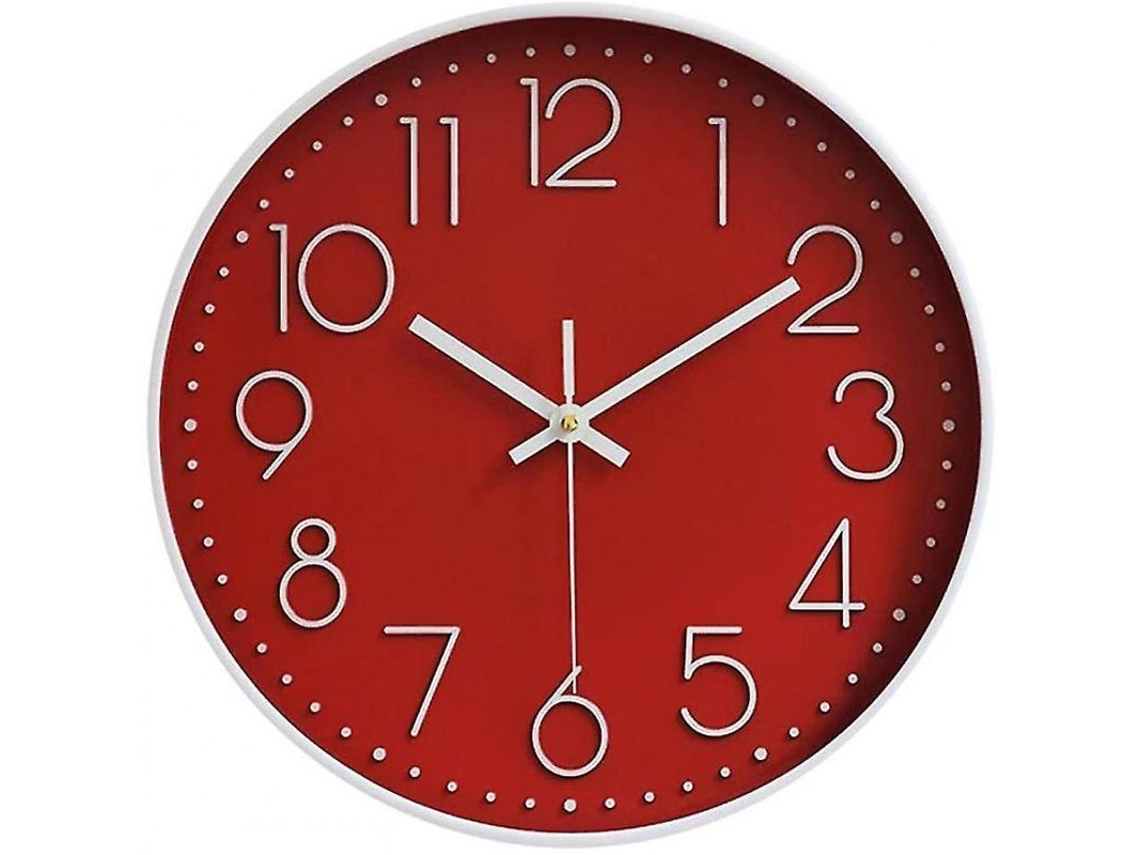 2026-reloj De Pared Silencioso 12 Pulgadas Grande No Ticking Para Cocina Sala Dormitorio Lil Rojo