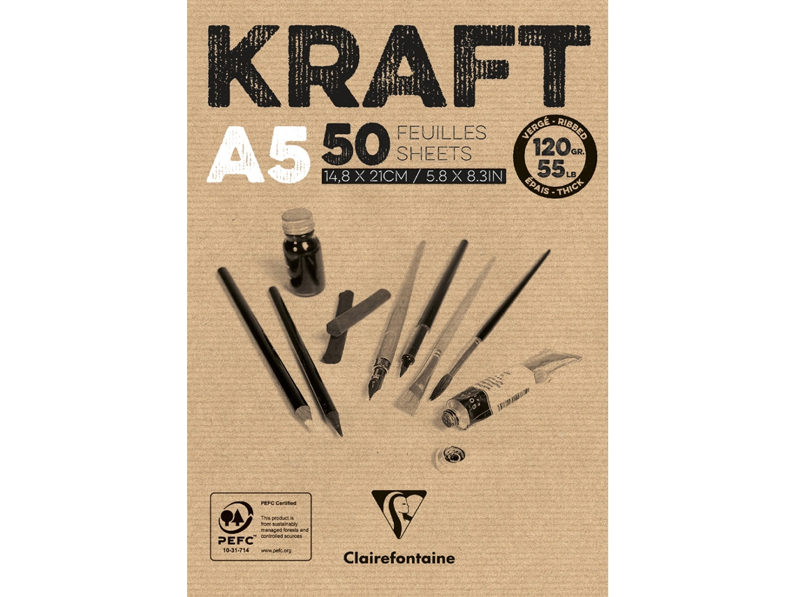 Bloc de Papel de Dibujo CLAIREFONTAINE Kraft Din A5 120 G/M²
