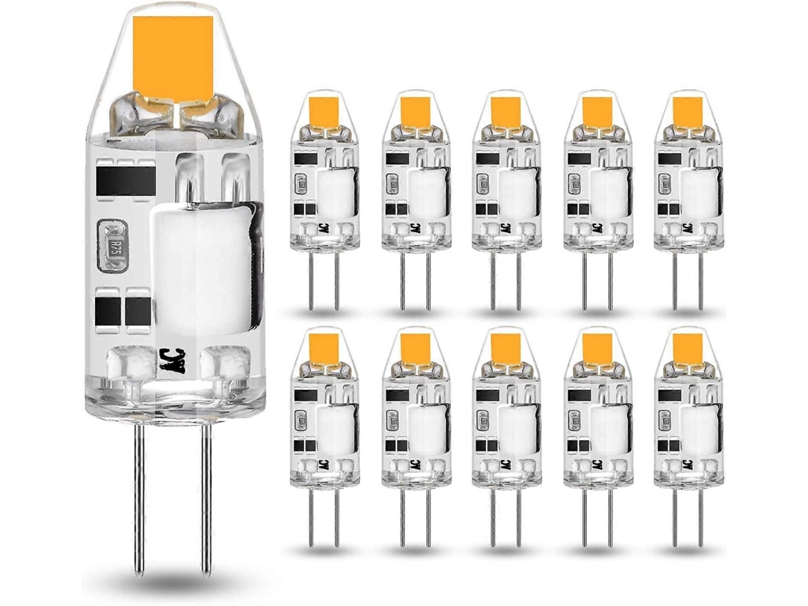 Rebe-10 Pack Bombillas Led G4 2w, Reemplazan 20w Halógenas, 3000k Blanco Cálido, 200lm, 12v Ac/dc, Sin Parpadeo, Regulable clase Energética F