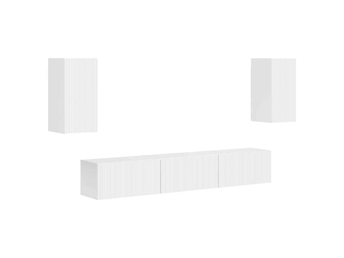 Conjunto De Mueble De Tv 5 Uds | Armario Para Tv Brillante Madera De Ingeniería