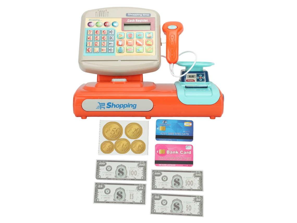 Ats-juguete Caja Registradora Con Sonidos Electrónicos, Set De Juego Regalo De Cumpleaños Para Niños Pequeños