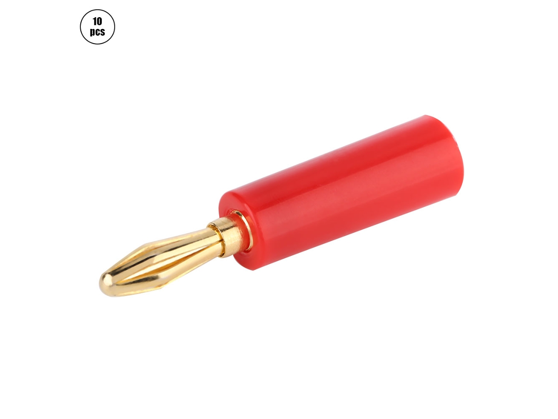 Omni-10pcs Conector Banana De Cobre Chapado En Oro 4mm Para Altavoces Audio Sin Soldadura