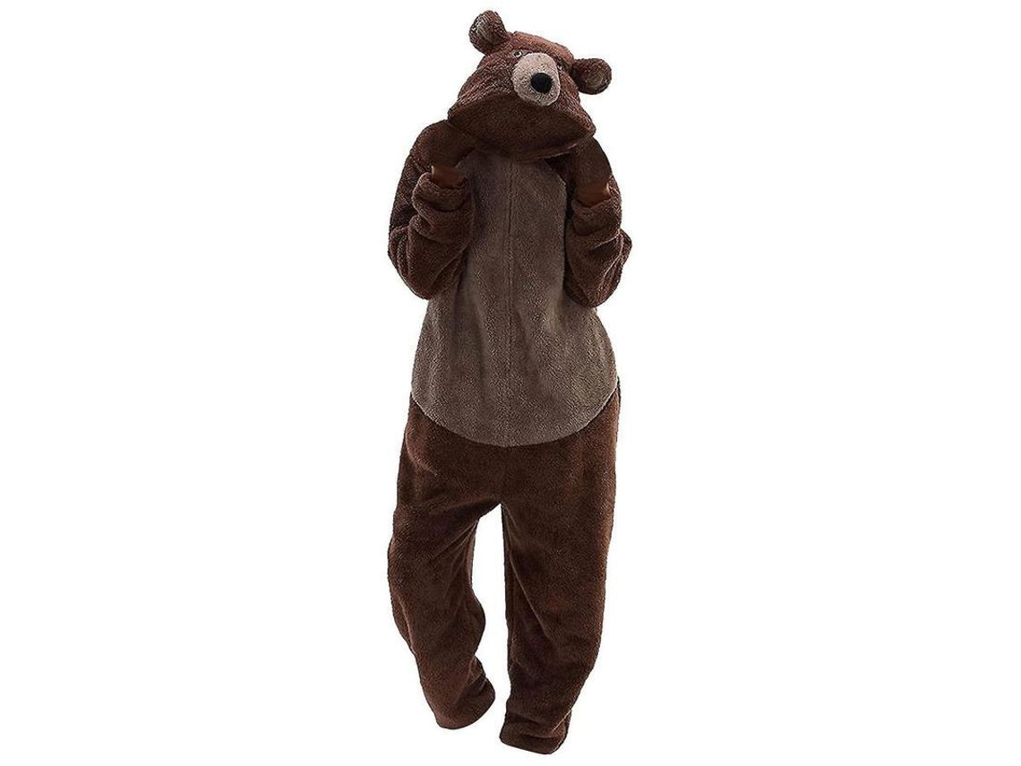 Pijama De Oso Unisex Adulto Para Invierno Suelto Con Bolsillo Grueso Y Cómodo 2xl Marrón