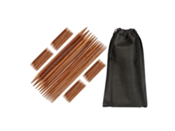 Conjunto De Agulhas De Bambu Relaxdays, 75 Agulhas De Tricô, 15 Tamanhos: 2 Mm A 10 Mm, Com Bolsa, Cor Natural