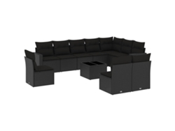 Maison Exclusive - Set De Sofás De Jardín 11 Pzas Y Cojines Ratán Sintético Negro