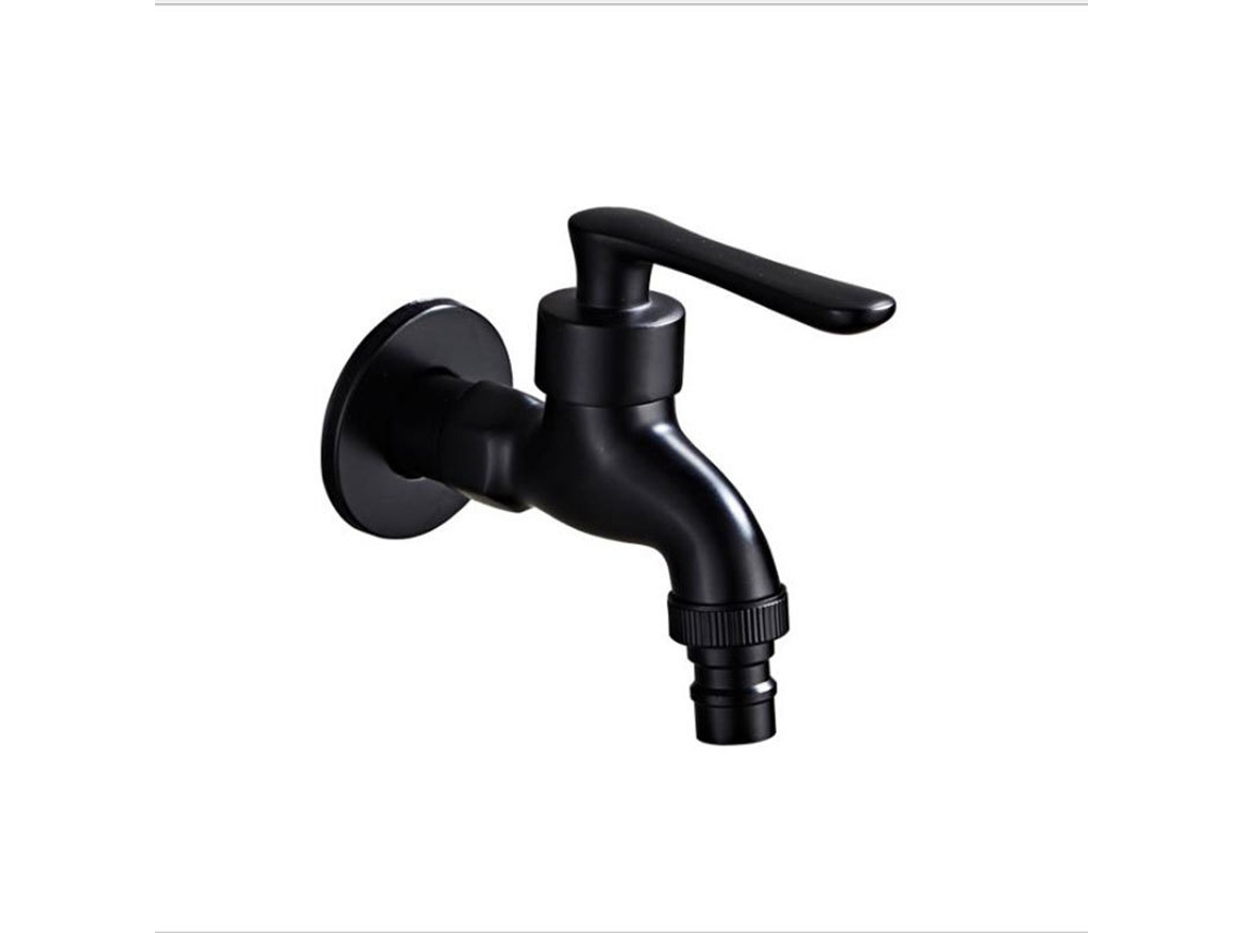 Grifo De Montaje En Pared Negro, Grifo Frío Individual De 1/2 Pulgada Chrui