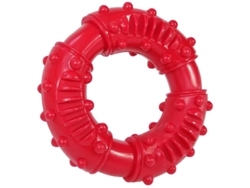 Anillo Masticable Linjou Para Perros De Caucho Natural Indestructible Juguete Rojo