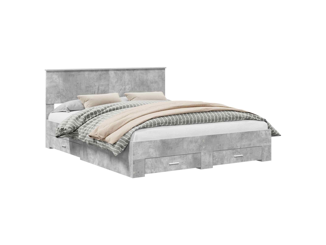 Maison Exclusive - Estructura De Cama Con Cabecera Gris Concreto 160 X 200 Cm