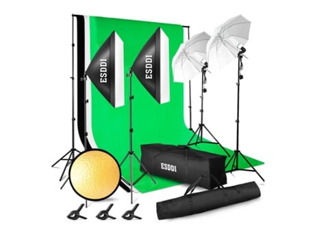 Kit de Iluminación de Estúdio ESDDI Foto y Vídeo Fondos Luces Estructura y Caja Luz