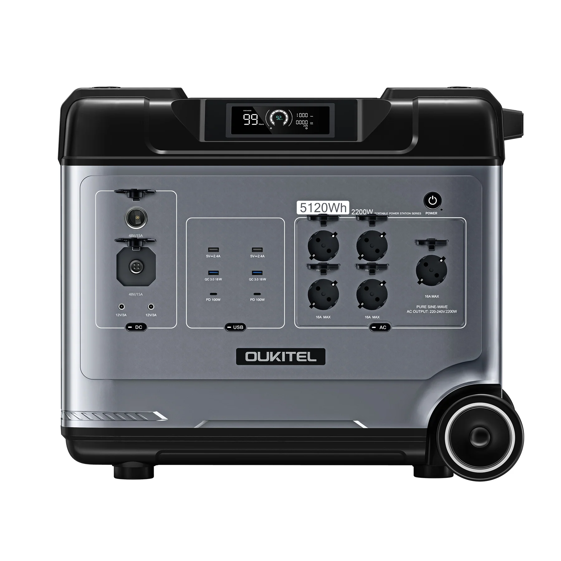 Estación de energía portátil Oukitel Abearl P5000 con batería Lifepo4 de 5120 Wh, 2200 W de potencia continua, 2000 W SAI 15 (especificaciones europeas)