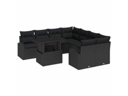 Maison Exclusive - Conjunto De Sofá De Jardín 9 Pcs Negro Rattan De Poliéster