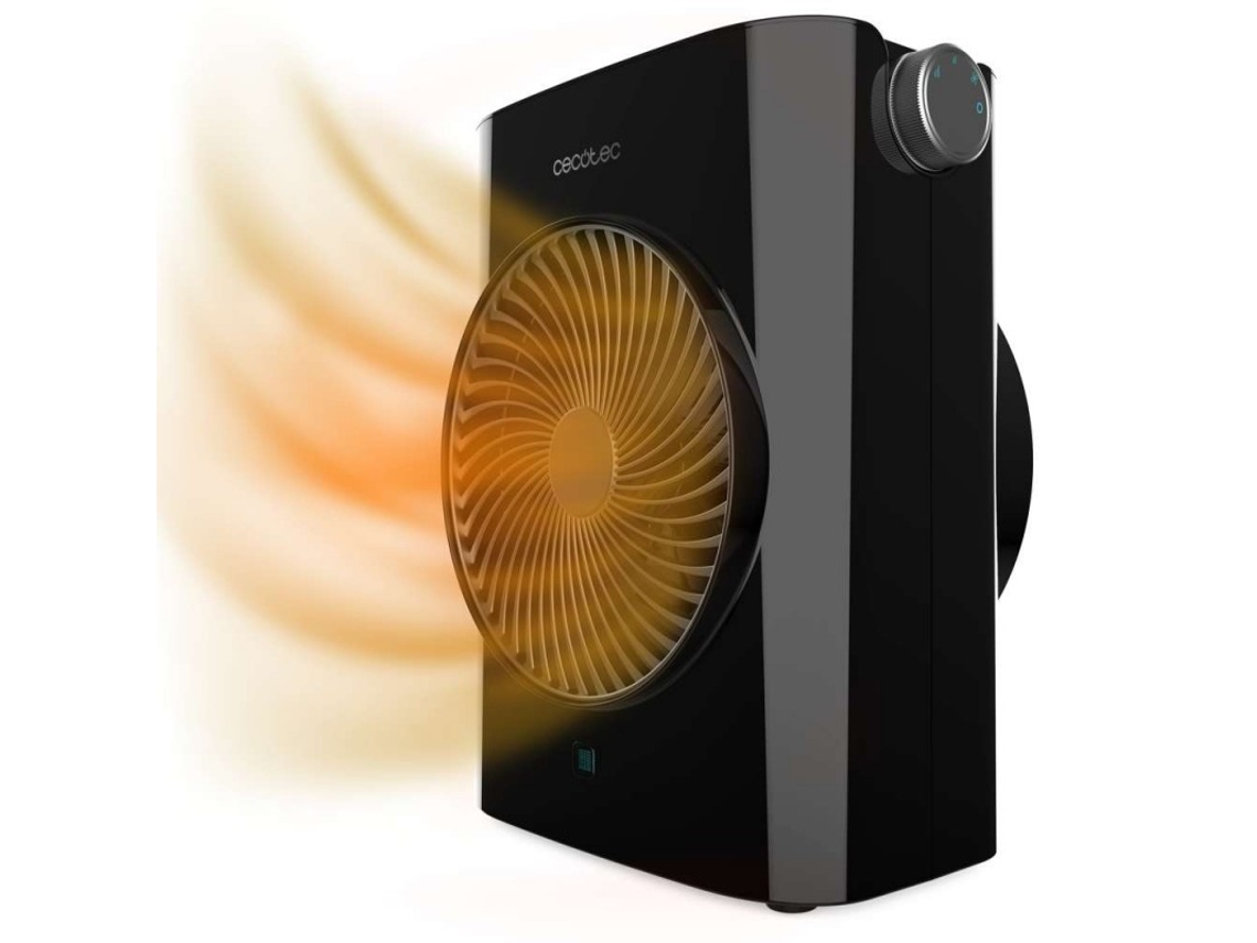 Calefactor Eléctrico ReadyWarm 2070 Max Force Black, Termoventilador 2000W, 2 niveles de potencia y 3 modos de funcionamiento, 20 m2 CECOTEC