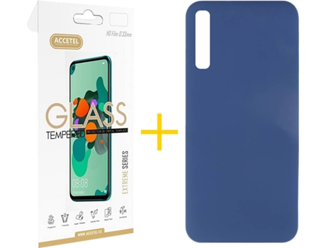 Kit Funda + Protector de Pantalla Samsung Galaxy A50 ACCETEL Silicona Líquida (Azul)