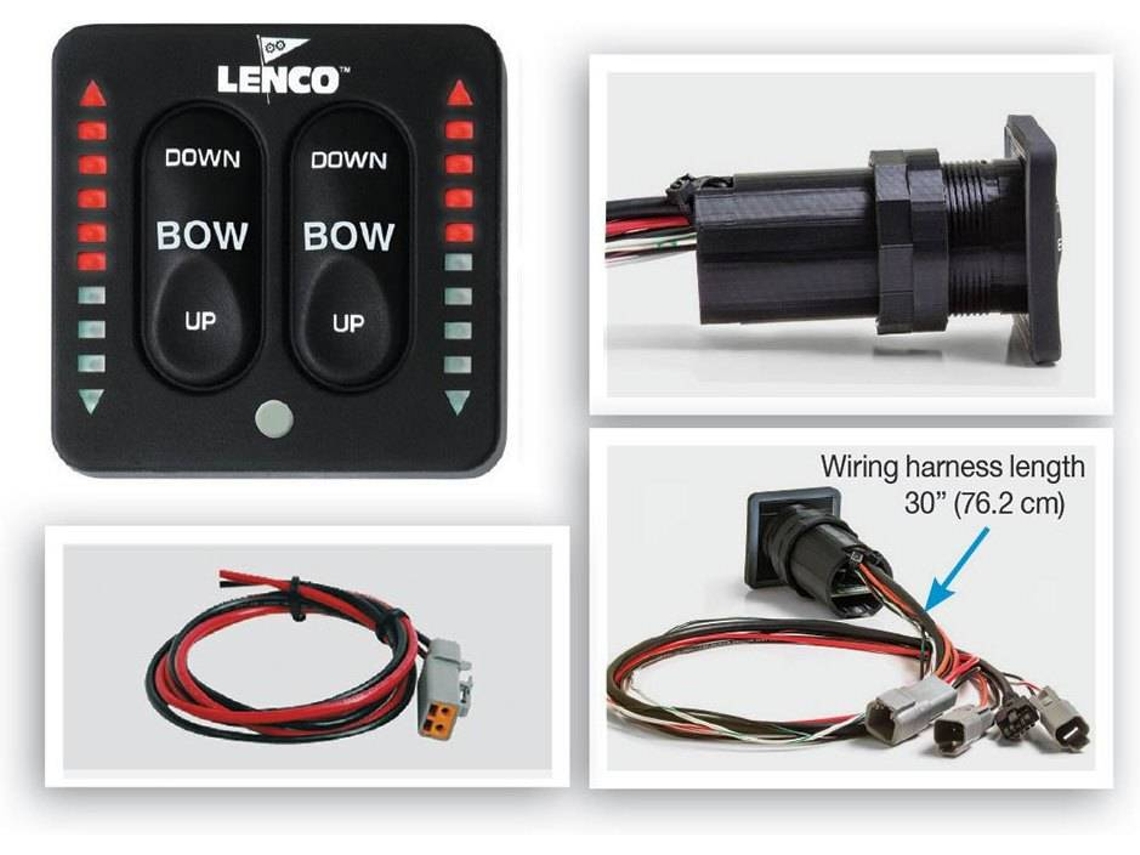 Interruptor LENCO Electric Trim Tab Switch Kit For Single Actuator Led Indicator Negro