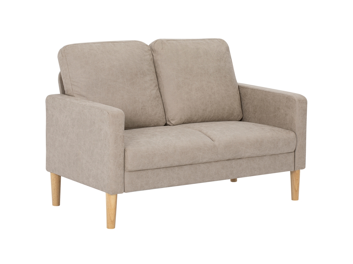 Sofá De 2 Plazas, Microfibra Y Madera, 130x78x85 Cm, Color Crema.