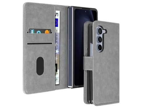 Funda Folio para Samsung Galaxy Z Fold 5 AVIZAR Piel Gris