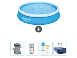 Piscina hinchable redonda Fast Set BESTWAY - 366 x 76 cm - Azul - Bomba incluida Filtrar - Tiras de prueba - Vela solar
