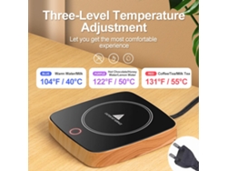 Calentador de tazas Digitallab con temperatura ajustable, temperatura constante de 55 grados (veta de madera)