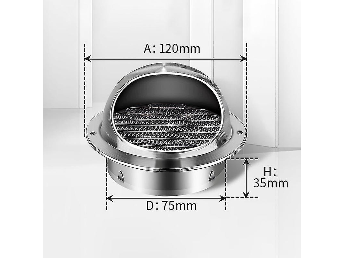 Tapa De Ventilación De Acero Inoxidable Redonda Con Rejilla, Para Secadoras, Baños Y Cocinas 80mm Plata