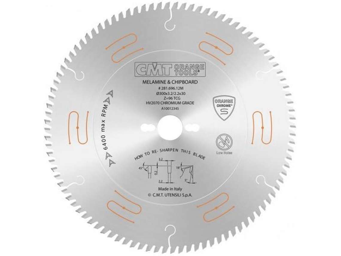 Sierra Circular CMT ORANGE TOOLS  de Diente Trapezoidal Cromada Ø300 Z96 - 281.696.12M