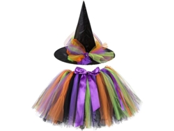 Vestido de bruja de Halloween con tutú y sombrero para fiesta de disfraces de niñas