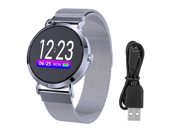 Pulsera deportiva inteligente CV08c: monitorización de la frecuencia cardíaca, seguimiento del sueño, resistente al agua, bisel de acero plateado. EOOCOO