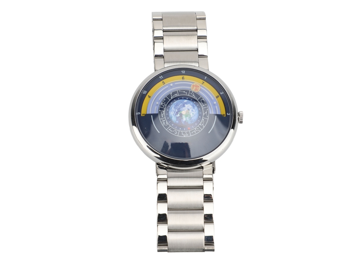 Reloj De Cuarzo Para Hombre Con Esfera De Cielo Estrellado, Brazalete De Acero Inoxidable, Resistente Al Agua Hasta 30 M.