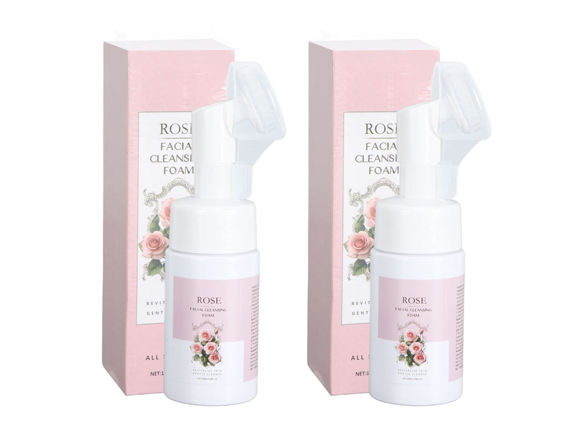 2pcs Espuma Limpiadora Facial Suave De Rosa Con Vitamina E Hidratante Limpiador Facial Para Piel Sensible 100ml