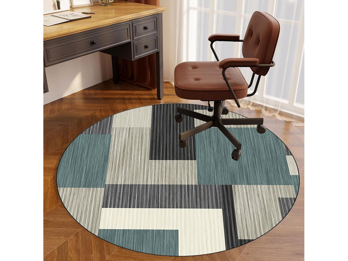Tapete Cadeira Escritório Resistente Piso Madeira Parquet Redondo 80 Cm Gamer,