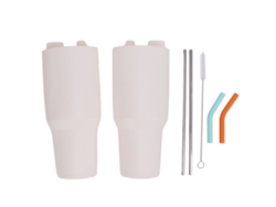 Vaso separador 2 en 1 con colector interno de silicona, reutilizable para vasos de 40 oz, blanco