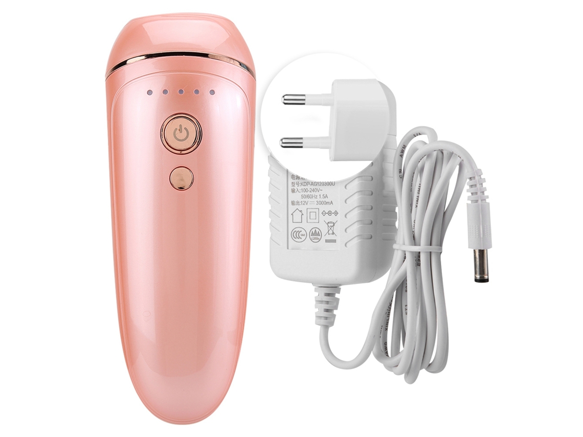 Depiladora eléctrica IPL indolora con 5 niveles para piernas, manos, cuerpo y axilas - Depiladora portátil - Rosa