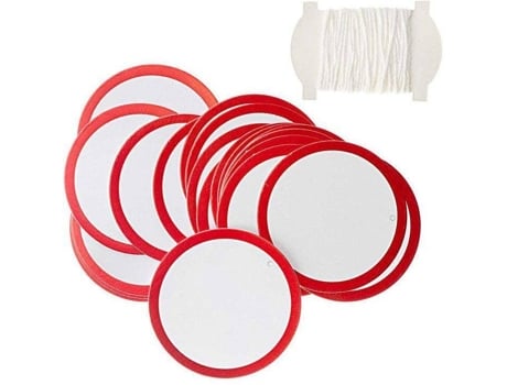 Etiquetas Colgantes RICO DESIGN Redondas Blancas y Rojas