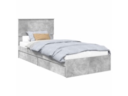 Maison Exclusive - Cama Con Almacenamiento Con Cabecera Gris Concreto 90 X 190 Cm