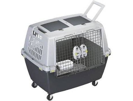 Transportín de Coches para Perros KERBL con Cierre (Gris - Metal)