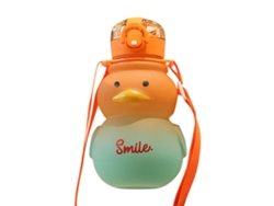 Botella de agua para niña con pajita, 650 ml, vaso de plástico portátil de gran capacidad Mdug (naranja)