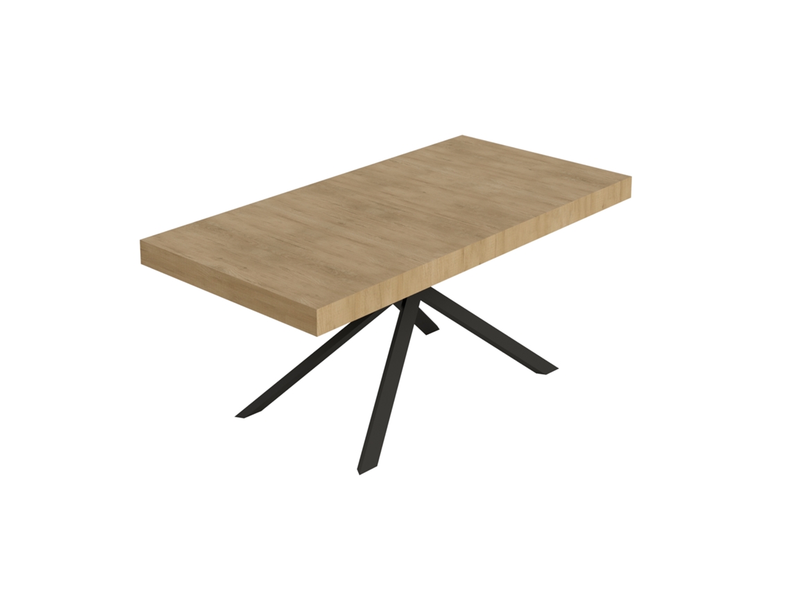 Mesa extensible Niket 180/284x90 cm roble natural con patas antracita Itamoby
