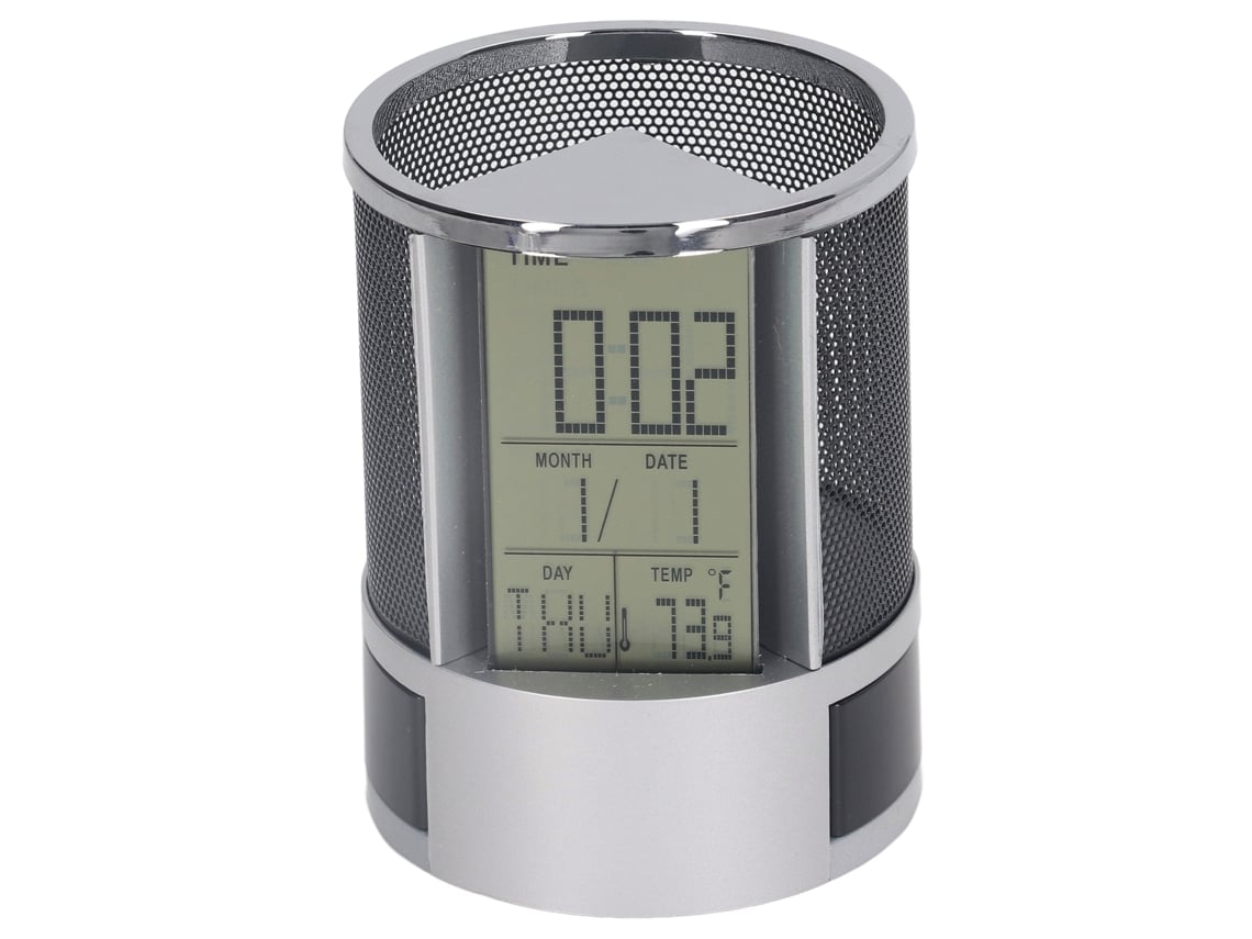 Rebe-portapapeles Reloj Alarma Digital Calendario Perpetuo Multifuncional Electrónico Negro