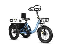 Triciclo Eléctrico De Carga Eskute T302 Pro, Batería De 48 V Y 20,8 Ah, Con Respaldo En El Asiento Trasero Y Cestas Delanteras Y Traseras.