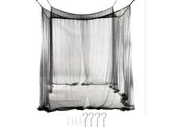 Mosquitera negra ligera con 4 puentes, cama con dosel para uso interior y exterior.