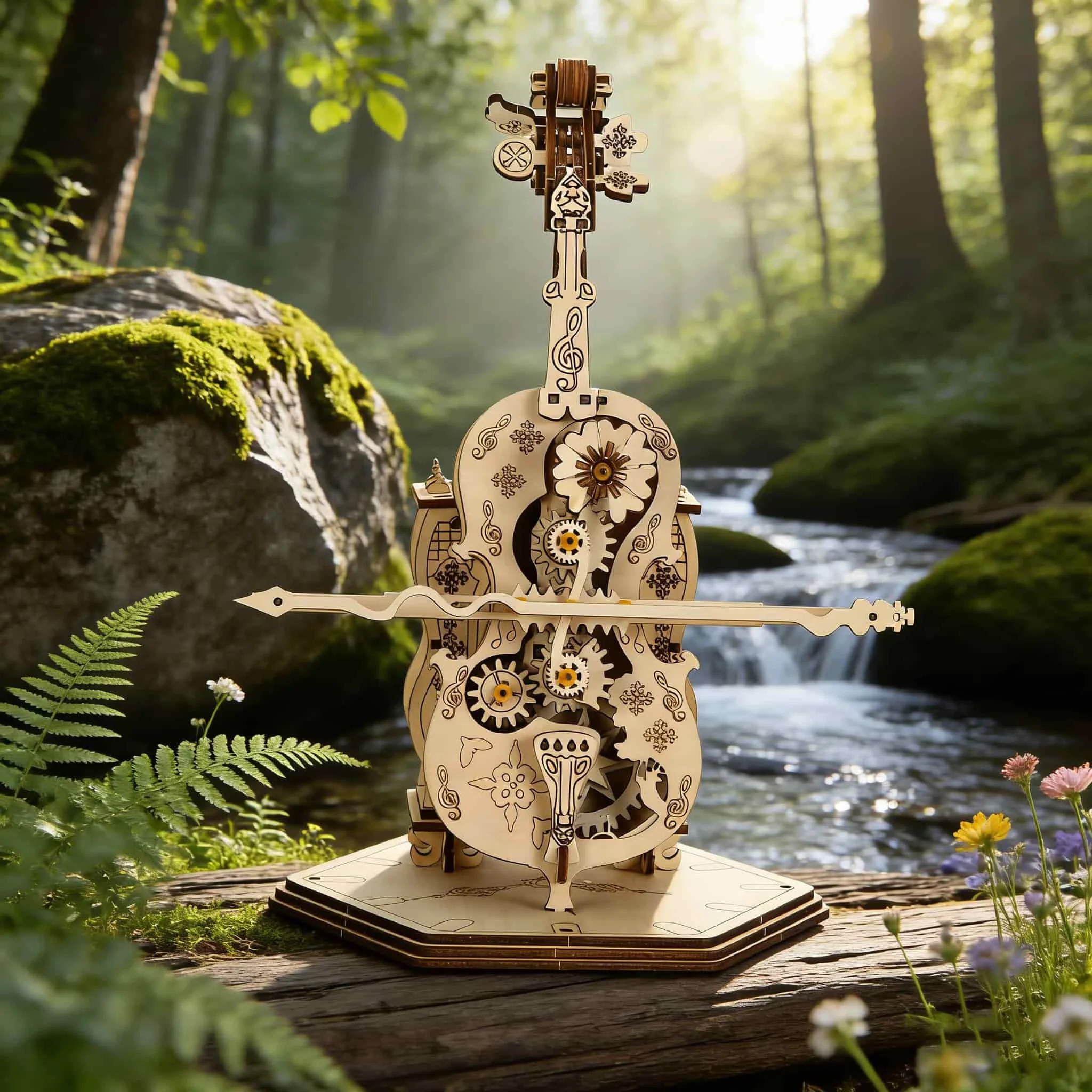 Modelo De Rompecabezas De Violonchelo De Madera En 3d