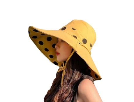 Visera Parasol Sombrero Pescador - Ala Doble Cara Lunares - Amarillo Visera Parasol Sombrero Pescador - Ala Doble Cara Lunares - Amarillo JEIIBRZUI