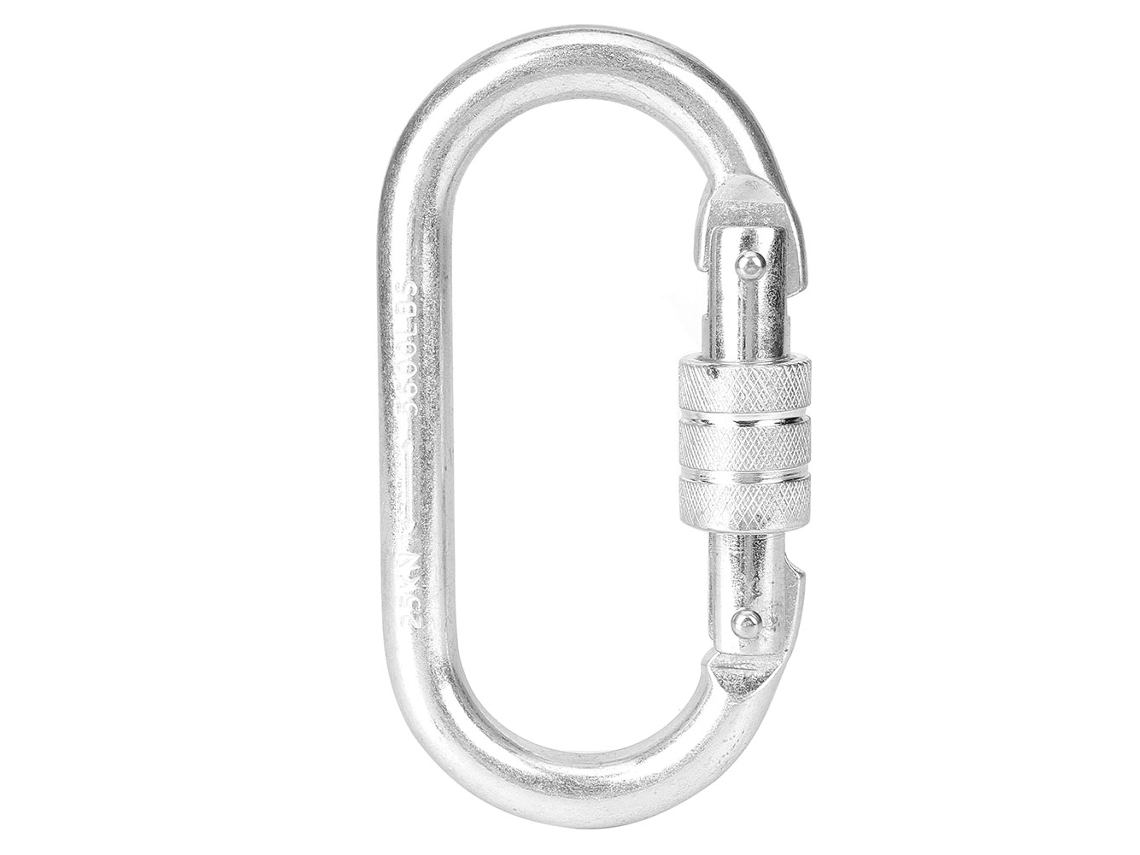 Mosquetón De Seguridad De Acero De Aleación De Plata De 25 Kn Para Escalada, Rescate Y Actividades Al Aire Libre, Con Barra Transversal En Forma De O.