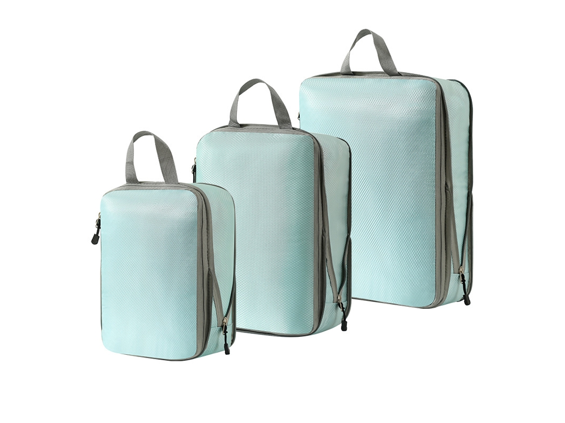 Bolsa de almacenamiento de compresión, juego de 3 piezas, bolsa de almacenamiento de viaje ligera, color azul cielo Siurn