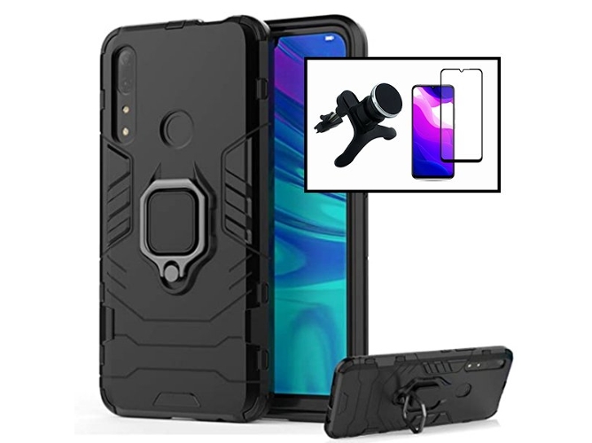 Kit Funda, Protector 5D y Soporte Magnético Coche Huawei P Smart Z 3x1 Military Defender