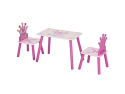 Conjunto De Mesa Y 2 Sillas Infantiles, De Madera, Para Niños De 2 A 4 Años, 55x34x42 Cm, Rosa.