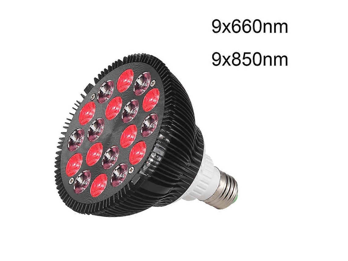 Lámpara de terapia roja Par38 de 54 W y 660 nm con luz infrarroja de 850 nm y casquillo E27.